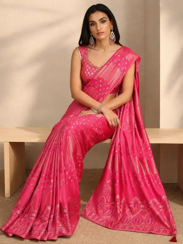 Rosé Gulnaar Satin Silk Saree